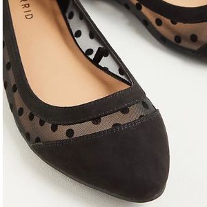 DOTTED MESH FLAT - FAUX SUEDE BLACK FLATS